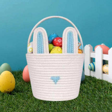 Cute Easter Eggs Basket Easter Bunny Basket For Kids Boys Girls Woven Basket With Rabbit Ear Decor Easter Empty Candy Basket