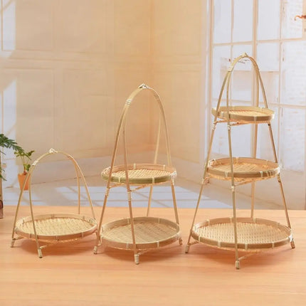 Bamboo Fruit Basket Standing Trays Serving Trays Woven Fruit Basket Bread Basket for Kitchen Dining Room Restaurant Picnics Desk
