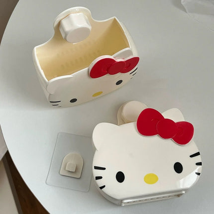 Hello Kitty Sanrio Bathroom Table Organizer Wall Shelf Cute Kt Cat Home Storage Rack Hanging Sundries Storage Holder Punch-Free