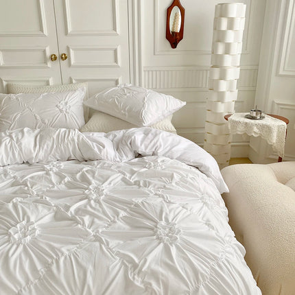 3pcs Bedding Cover, Big Pinch Pleat Duvet Cover, Soft Microfiber Bedding Set with Zipper Closure & Corner Ties