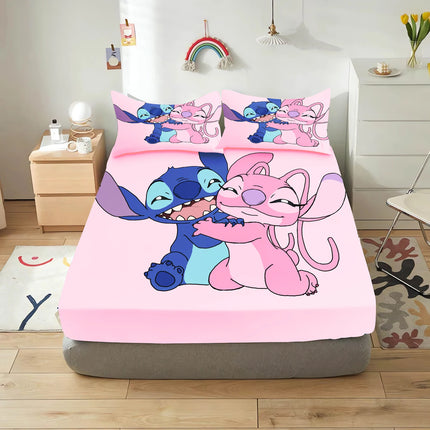 Stitch Fitted Sheet Bedding Set Bedding Sets  Comfortable Soft 3-Piece Set With Pillowcase