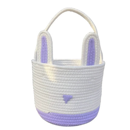 Cute Easter Eggs Basket Easter Bunny Basket For Kids Boys Girls Woven Basket With Rabbit Ear Decor Easter Empty Candy Basket