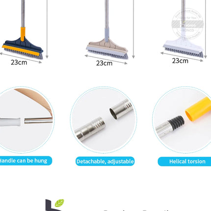 Floor Scrub Brush 2 In 1 Cleaning Brush Long Handle Removable Wiper Magic Broom Brush Squeegee Tile Kitchen Cleaning Tools
