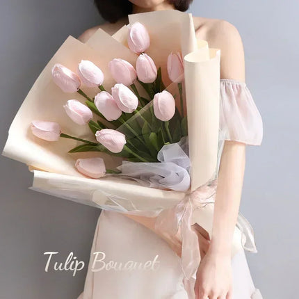 3/5PCS Artificial Tulip Bouquet Real Touch Flowers