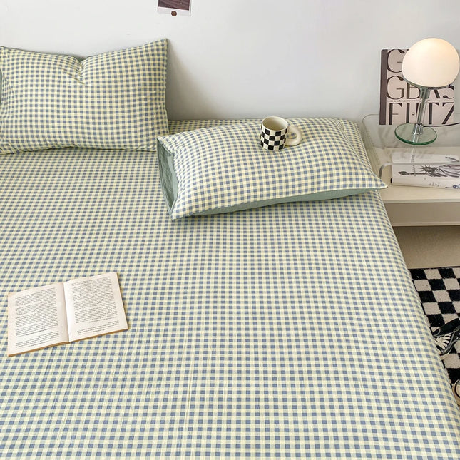 1PC Bed Sheet (Excluding Pillowcases), Soft and Comfortable Grid Bedding Sheet, Suitable for Bedrooms and Guestrooms