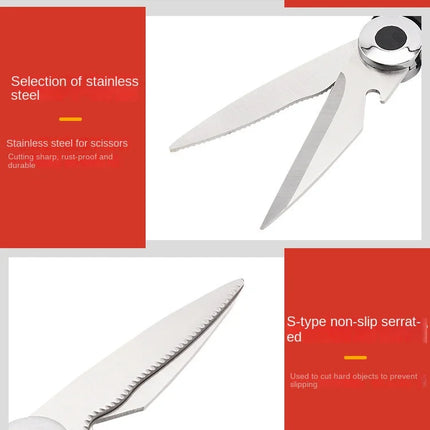 Kitchen Scissors Chicken Bone Scissors with Cover Stainless Steel Heavy Duty Multipurpose Scissors for Opening Bottle Nutcracker