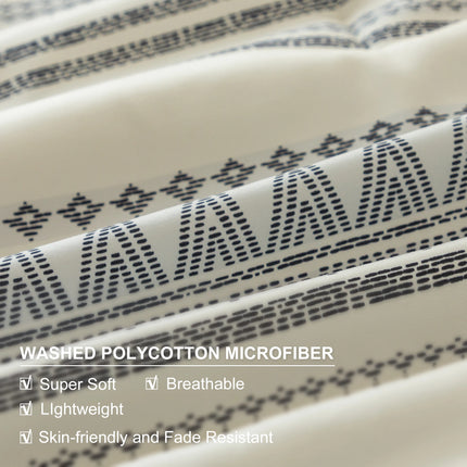 Ultra-Soft Boho Comforter Sets, Lightweight Brushed Microfiber Bohemian Chic Striped  Bedding Quilt Down Comforter Pillowsham