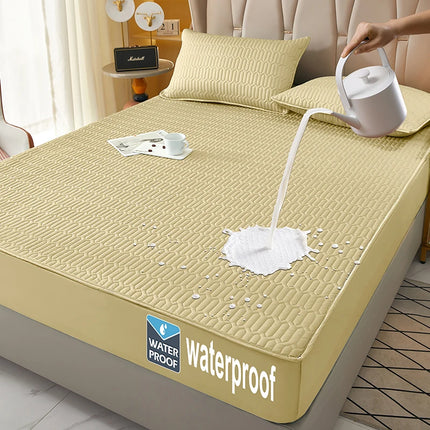 Waterproof Fitted Sheet, Thickened Quilted 100% Waterproof Mattress Cover, Mattress Protector, Bed Cover For Living Room 160x200