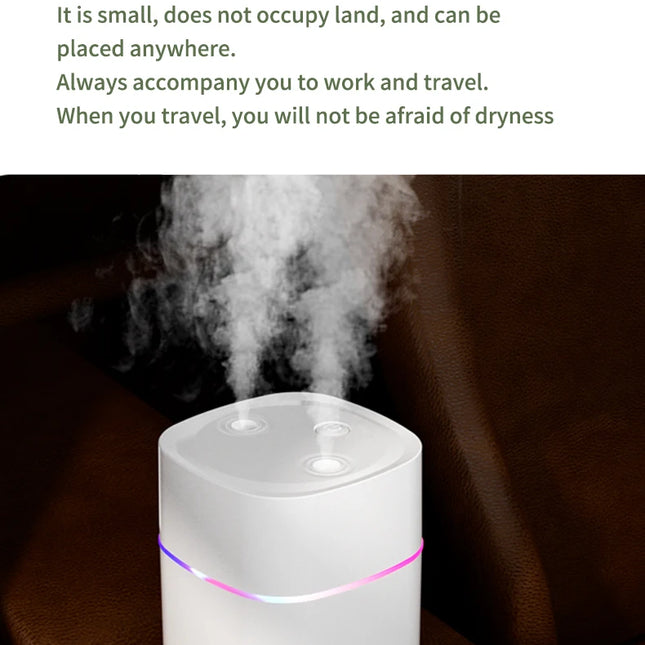 USB Air Humidifier Double Spray Port Essential Oil 600ml Aromatherapy Humificador Cool Mist Maker Fogger Purify for Home Office