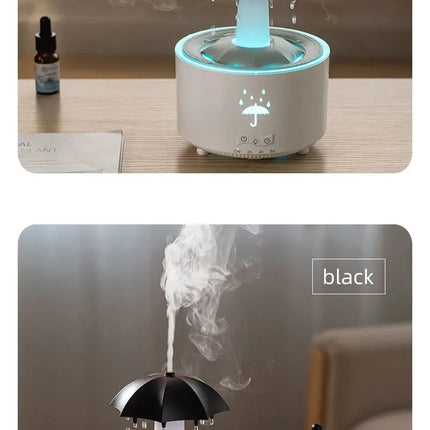 Colorful Rain Drop Aroma Diffuser with Rotating Water Mist 300ml Ultrasonic Humidifier/Remote Control/Timer/LED Light