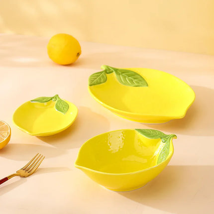Creative Cartoon Lemon-Shaped Ceramic Bowl