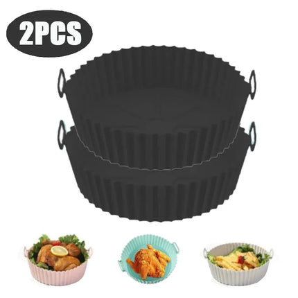 Air fryer Silicone Basket Reusable Container Accessories Oven Tray Pizza Fried Chicken Baking Mold Protector Kitchen Tool 2024