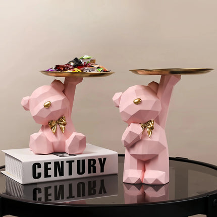 Cute Resin Geometric Bear Storage Tray