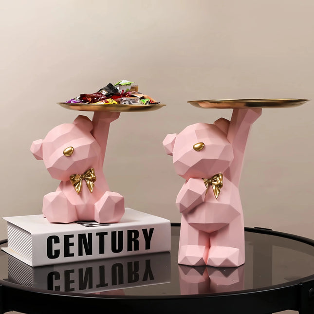 Cute Resin Geometric Bear Storage Tray