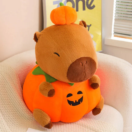25-60cm Creative Fun Halloween Capybara Plush Doll Pillow Pumpkin Capybara Plush Toy Holiday Decoration Gift For Boys And Girls