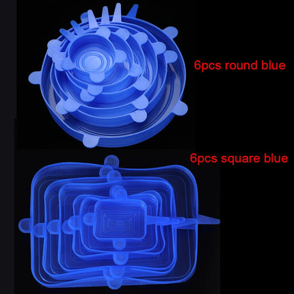 6/12Pcs/Lot Silicone Stretch Lids Universal Taper Pot Bowl Food Wrap Sealed Cover for Kitchen Cookware