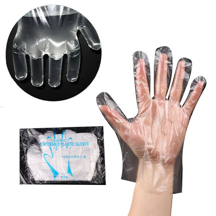 100pcs Food Plastic Gloves Transparent Disposable Gloves Kitchen Accessories