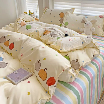 Summer Bedding Set 2024 Ins Twin Queen Duvet Cover Flat Sheet Pillowcase No Filler Girl Boys Hotel Home Bed Linens