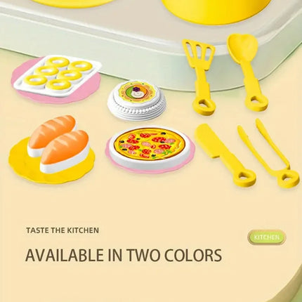 Mini Kitchen Counter Play Set DIY Simulated Cooking Food Tableware Play House Role Play Pretend Game Toy Gift Kid Boy Children