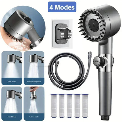 Shower Head Kit High Pressure Shower Head for Hard Water High Pressure Shower 3-mode Adjustable Spray with Massage Bathroom