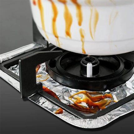 Disposable Gas Stove Burner Covers Aluminum Foil 9" Square Oil-proof Pads Heat-Resistant Protectors Thick Top Liner