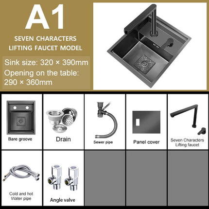 Hidden Bar Sink Stainless Steel Kitchen Sink Folding Faucet MIni Small Wash Basin Undermount for Workstation RV