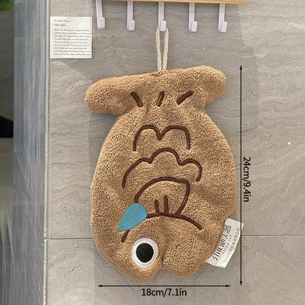Cartoon Cat Shaped Hand Towel Kitchen Bathroom Hanging Absorbent Hand Towel Household Multi-functional Cleaning Hand Towel