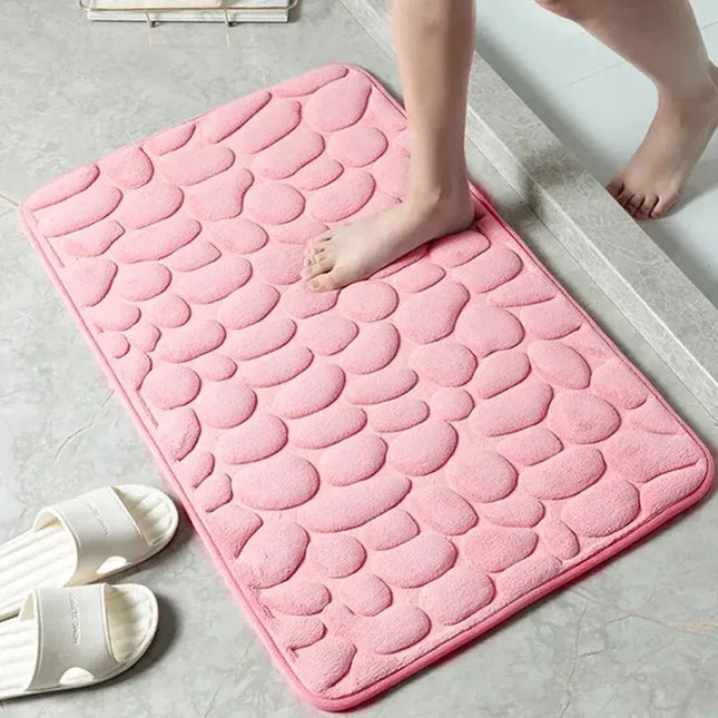Embossed Fiber Anti-Slip Bathroom Pebble Floor Mat
