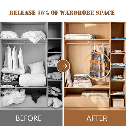 6PCS Vacuum Storage Bags Vacuum Seal Bag with Pump Space Saving Bags for Comforters Clothes Pillow Bedding Blanket Storage Bag