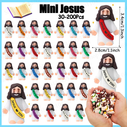 50-200Pcs Mini Jesus Figures Jesus Loves You Christ Toys Multicolor Tiny Jesus Figures Religious Party Favors Easter Egg Stuffer