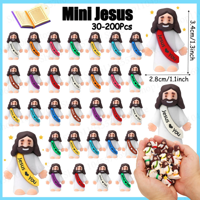 50-200Pcs Mini Jesus Figures Jesus Loves You Christ Toys Multicolor Tiny Jesus Figures Religious Party Favors Easter Egg Stuffer