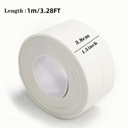1 Roll of Waterproof White PVC Self-Adhesive Tape - Perfect for Bathroom, Sink & Kitchen - Super Strong Stickiness!