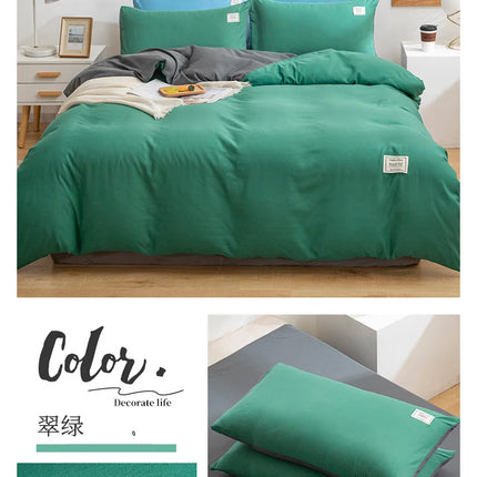 Home Textile Solid Color Duvet Cover Pillow Case Bed Sheet AB Side Quilt Cover Boy Kid Teen Girl Bedding Linens Set King Queen