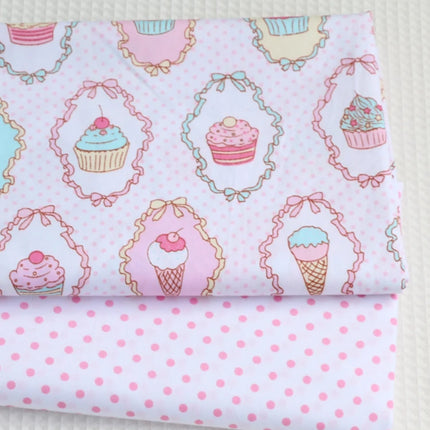 160x50cm Pure Cotton Cartoon Fabric, Making Cone Cake Ice Cream Printing Children's Bedding Cloth