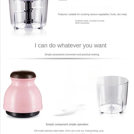 600ml Electric Kitchen Chopper Garlic Masher Meat Grinder Food Garlic Vegetable Chopper Crusher Food Processor Slicer Blender