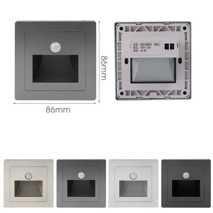 PIR Motion Sensor Led Night Light Recessed Infrared Body Induction Lamp for Steps Ladder Stairs Corridor Bedroom Kitchen Lights