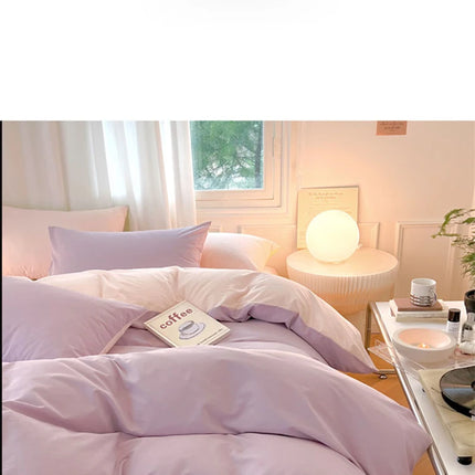 Simple Fresh Queen Bedding Set 100% Cotton Soft Comfortable Duvet Cover Set with Sheets Quilt Cover and Pillow Covers Bed Sets