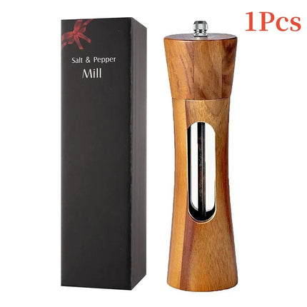 Acrylic Manual Salt Pepper Grinder Set Kitchen Sea Salt Pepper Grinder Pepper Mill Wooden Kitchen Pepper Shakers Spice Salt Mill