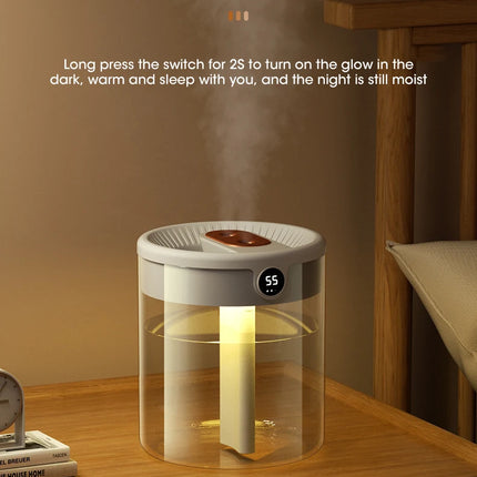 2L Cool Mist Double Spray Humidifier Atomizer Usb Night Light Home Mute Bedroom Office Night Light Digital Display Humidificador