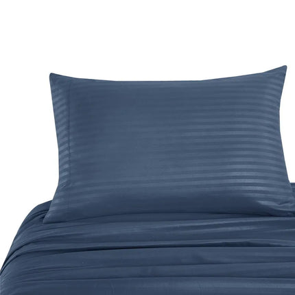 Embossed Brushed Stripe 3/4 Pieces Bed Set Flat Sheet Fitted Sheet Pillowcase Bedding Set for Twin Full Queen King Pillow Sham