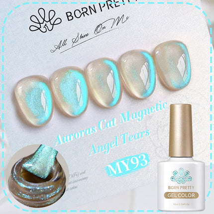 BORN PRETTY 10ml Rainbow Purple Water Light Cat Magnetic Gel Nail Polish Shining Sliver-light Holographics Semi Permanent UV Gel