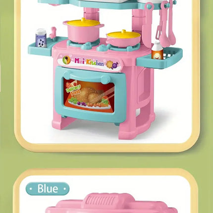 Mini Kitchen Counter Play Set DIY Simulated Cooking Food Tableware Play House Role Play Pretend Game Toy Gift Kid Boy Children