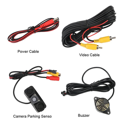 Car 3 In 1 Rear View Camera Parking Sensor Radar Set License Plate Lights Distance Control Parktronic System Universal