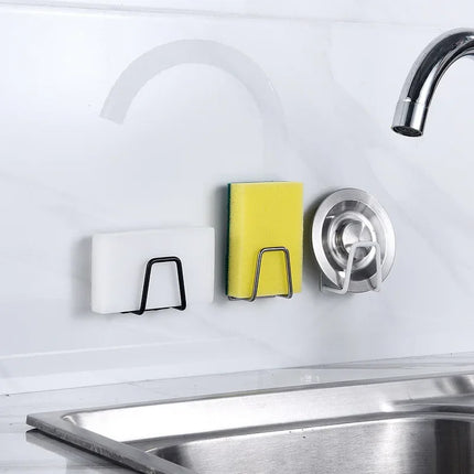 Kitchen Sponge Racks Self Adhesive Sink Sponges Drain Drying Rack Holders Stainless Steel Wall Hooks Home Storage Hook Organizer