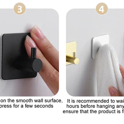 Self-adhesive Bathroom Hook Key Bag Shower Door Robe Towel Adhesive Hanger Kitchen Accessories For Organizer Wall Stickers Hooks