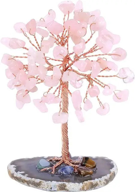 Amethyst Crystal Healing Tree on Agate Slice Base Mini Decor