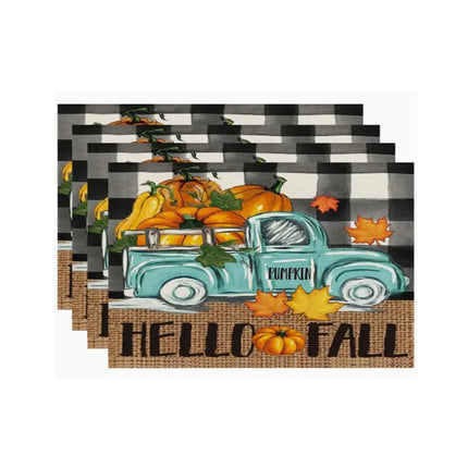 4/6pcs Placemats Thanksgiving Pumpkin Harvest Kitchen Dining Table Decor Accessories Heat Resistant Linen Tableware Mats Coaster