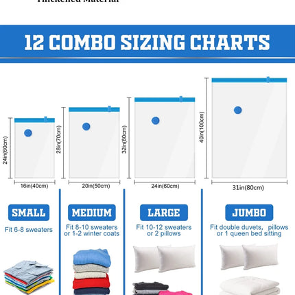 3/5Pcs New Vacuum Storage Bags with Hand Pump for Comforters Clothes Pillow Bedding Blanket Storage Saver 80% More Compression
