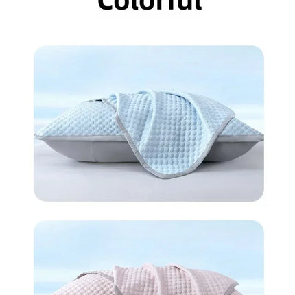 Summer Cooling Pillowcase Solid Color Ice Bean Bean Pillowcase Cool Feeling Air Conditioning Cover Washable (No Pillow) 48x74cm