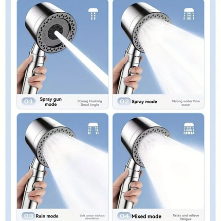5 Modes Spray Water Saving Shower Head ABS Handheld Spa Showerheads Large Flow Portable Bathroom Filter Shower Faucet Nozzle Set